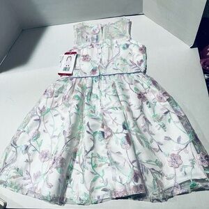 Rare Editions NWT Girl Elegant Floral Embroidered Dress Pastel Colors SIZE M 7/8
